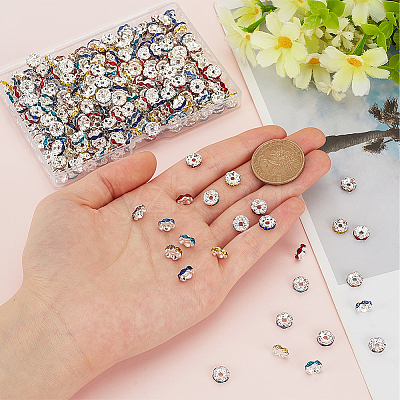 400Pcs Brass Acrylic Rhinestone Spacer Beads RB-SP0001-09B-1