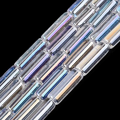 Electroplate Transparent Glass Beads Strands EGLA-Q132-02A-C03-1