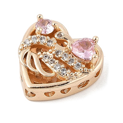Brass Micro Pave Cubic Zirconia Beads KK-K297-32G-01-1