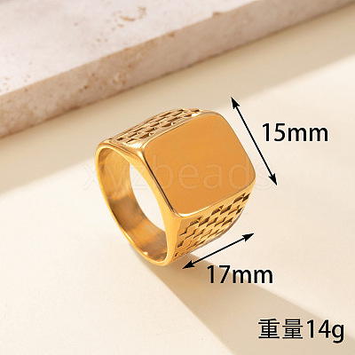 Rectangle 304 Stainless Steel Finger Rings FS-WGF3CA3-01-1