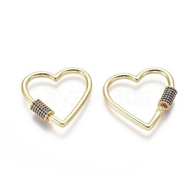 Brass Micro Pave Cubic Zirconia Screw Carabiner Lock Charms ZIRC-I031-11G-04-1
