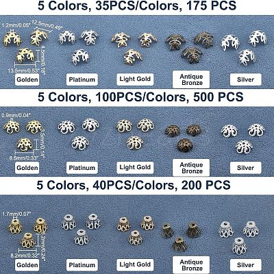 600Pcs 12 Style Multi-Petal Iron Bead Caps IFIN-FH0001-58-1