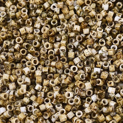 Spray Painted Picasso Cylinder Glass Seed Beads GLAA-T028-12A-11-1