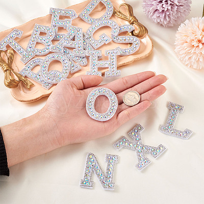 Alphabet Resin Rhinestone Patches DIY-TAC0005-45D-1