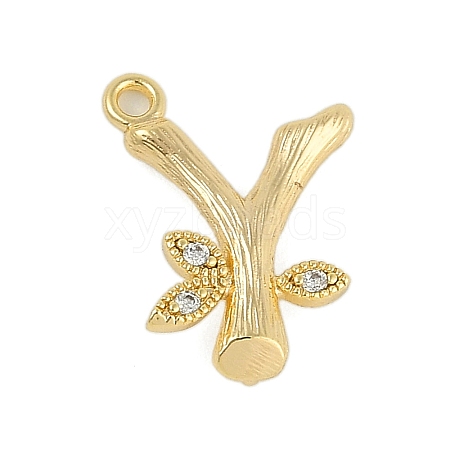 Brass Crystal Rhinestone Letter Links Connector Charms KK-S395-06G-Y-1