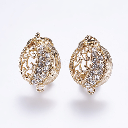 Alloy Rhinestone Stud Earring Findings PALLOY-F201-25G-1