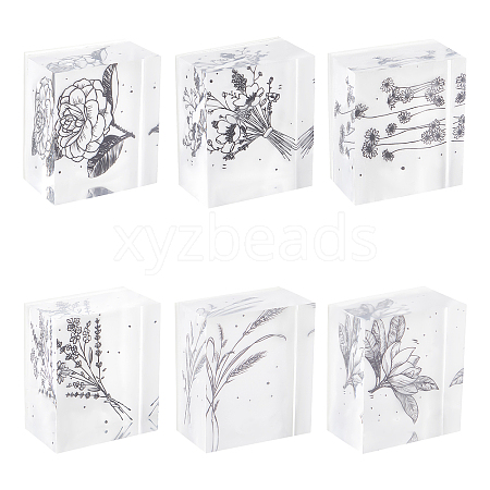 Globleland 6Pcs 6 Style Acrylic & Rubber Stamps DIY-GL0002-43-1