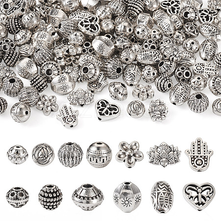 120Pcs 12 Styles Tibetan Style Alloy Beads FIND-TA0002-75-1
