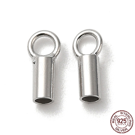 Anti-Tarnish Rhodium Plated 925 Sterling Silver Cord Ends STER-P055-01B-P-1