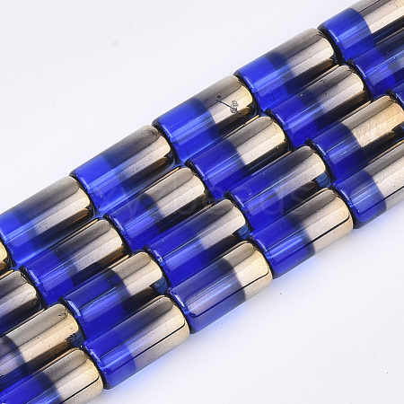 Half Electroplate Glass Beads Strands EGLA-S177-01D-1