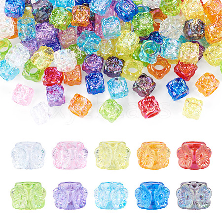100Pcs UV Plating Transparent Acrylic European Beads TACR-TA0001-93A-1