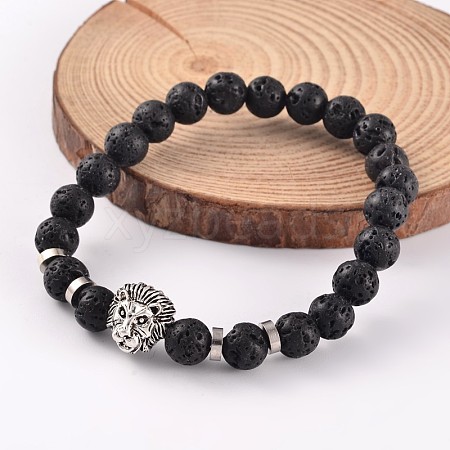 Natural Lava Rock Stretch Bracelets BJEW-JB02183-03-1