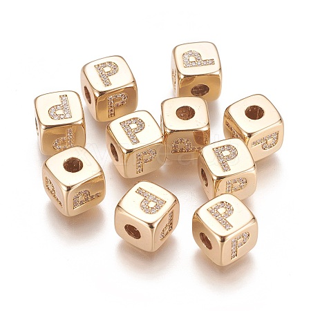 Brass Micro Pave Cubic Zirconia Beads KK-K238-16G-P-1