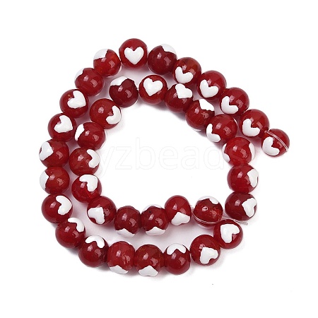 Round Handmade Lampwork Beads Strands LAMP-R004-01B-1