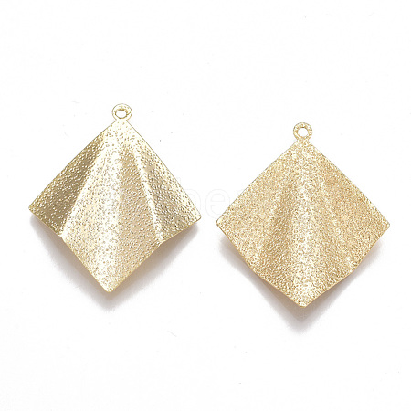 Brass Textured Pendants KK-T038-94G-1