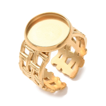 Woven Bezel 304 Stainless Steel Cuff Ring Components SA-CBAD8FA-01G-03-1