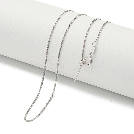 Rhodium Plated 925 Sterling Silver Wheat Chain Necklaces NJEW-C052-02P-1