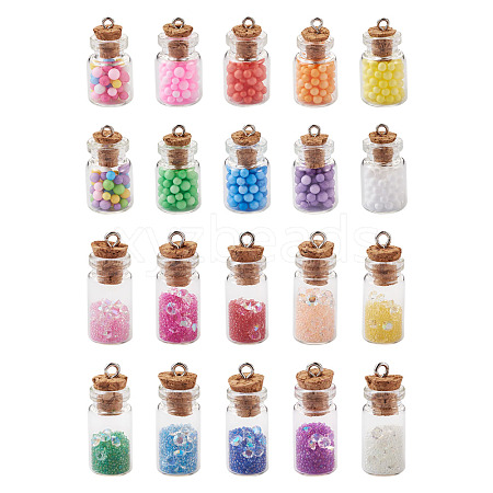 Glass Wishing Bottle Pendant Decorations GLAA-TA0001-09-1