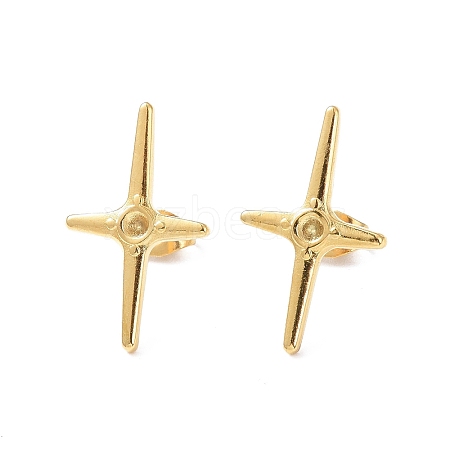 Ion Plating(IP) 304 Stainless Steel Cross Stud Earring Findings EJEW-I285-42G-1