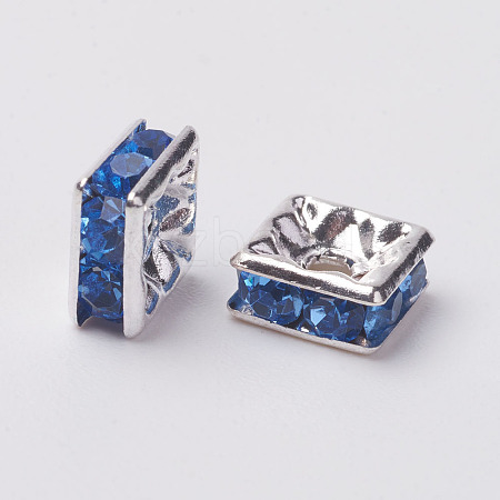 Brass Rhinestone Spacer Beads RB-A013-6x6-04S-1