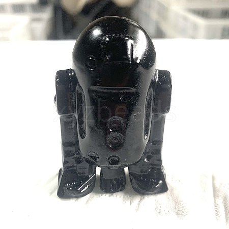 Natural Obsidian Carved Robot Figurines PW-WGAEA8B-01-1