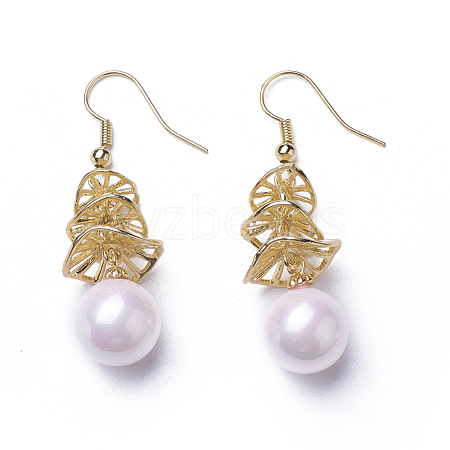 (Jewelry Parties Factory Sale)Synthetic Shell Pearl Dangle Earrings EJEW-P179-03G-04-1