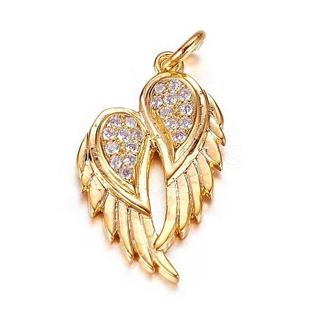 Brass Micro Pave Cubic Zirconia Pendants ZIRC-P060-23G-1