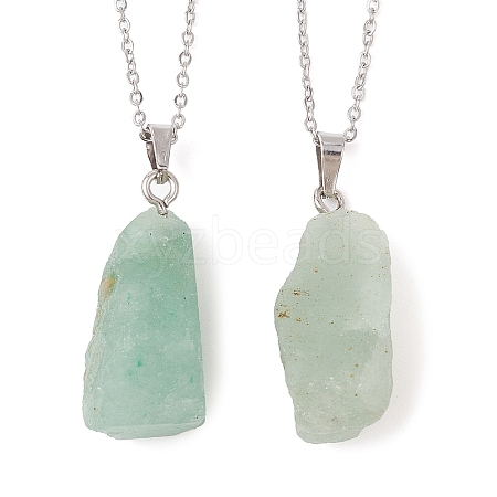 Natural Green Aventurine Nugget Pendant Necklaces NJEW-JN04507-03-1