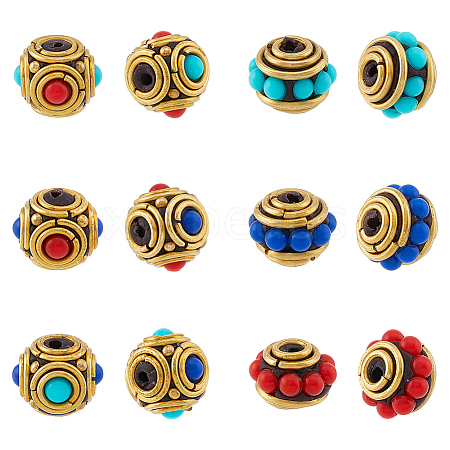 SUPERFINDINGS 12Pcs 6 Style Handmade Indonesia Beads KK-FH0006-82-1