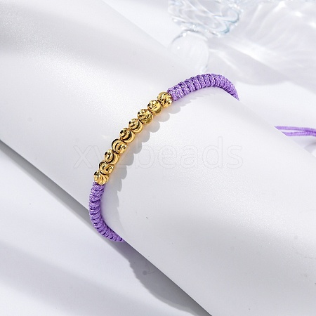 Polyester Cord Braided Bead Bracelets for Women BJEW-L698-01G-04-1