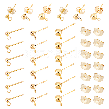 Unicraftale 90Pcs 3 Style 304 Stainless Steel Ball Stud Earring Post STAS-UN0028-96-1