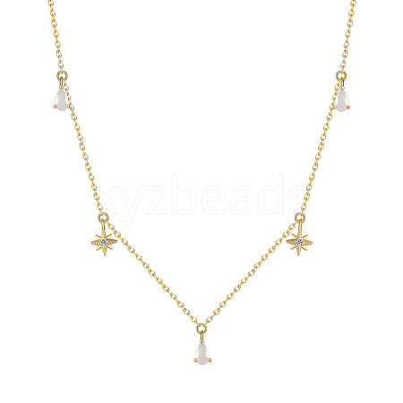 925 Sterling Silver Star Teardrop Pendant Necklaces ZV9740-1-1