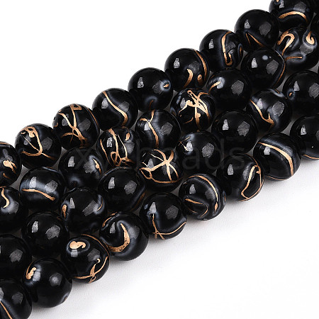 Baking Paint Glass Beads Strands DGLA-N010-10mm-10-1
