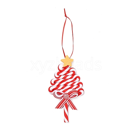 Christmas Tree Lollipop Handmade Polymer Clay Pendant Decorations HJEW-P017-02C-1