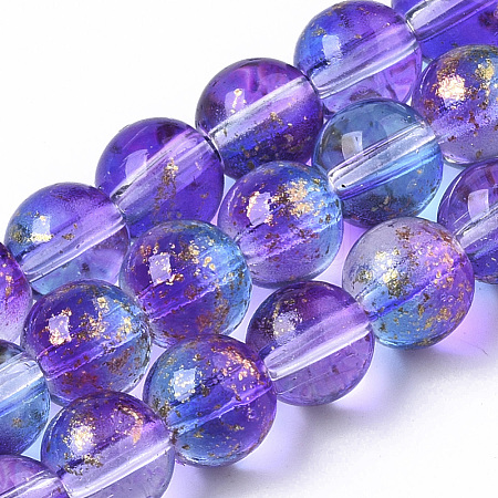 Transparent Spray Painted Glass Bead Strands GLAA-N035-03B-B03-1