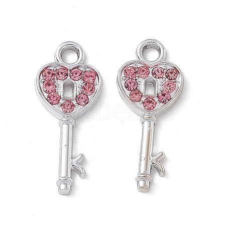 Alloy Light Rose Rhinestone Pendants ALRI-K049-10B-1