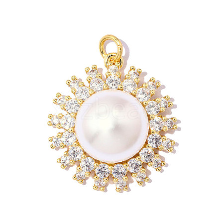 Brass Clear Cubic Zirconia Pendants KK-OY001-11G-1