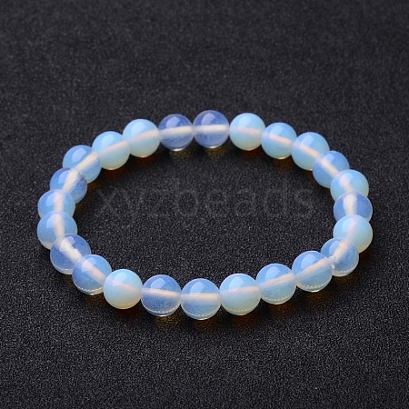 Round Opal Beaded Stretch Bracelets BJEW-O118-10-1