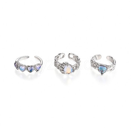 3Pcs Alloy with Rhinestone Cuff Rings FS-WGCB7EB-21-1