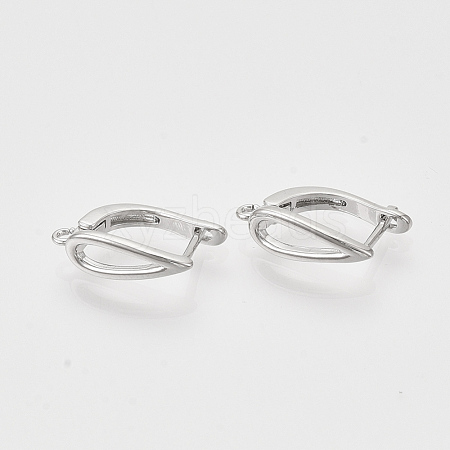 Brass Hoop Earring Findings with Latch Back Closure KK-T048-020P-NF-1