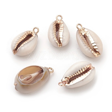 Electroplate Cowrie Shell Pendants BSHE-L037-04-1