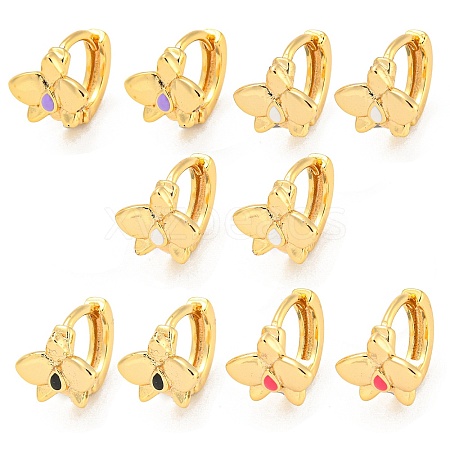 Flower Real 18K Gold Plated Brass Hoop Earrings EJEW-L269-077G-1