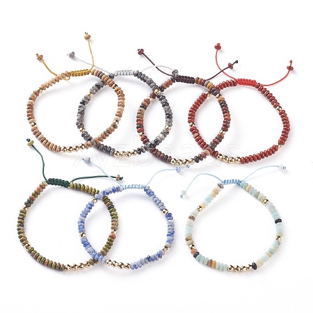 Natural Mixed Gemstone Braided Bead Bracelets BJEW-O175-C-1