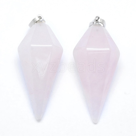 Natural Rose Quartz Pointed Pendants KK-E757-F-15P-1