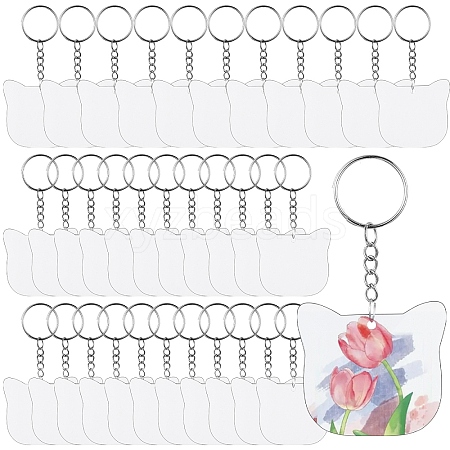 30Pcs Iron Split Key Rings with Chain DIY-YW0009-02-1