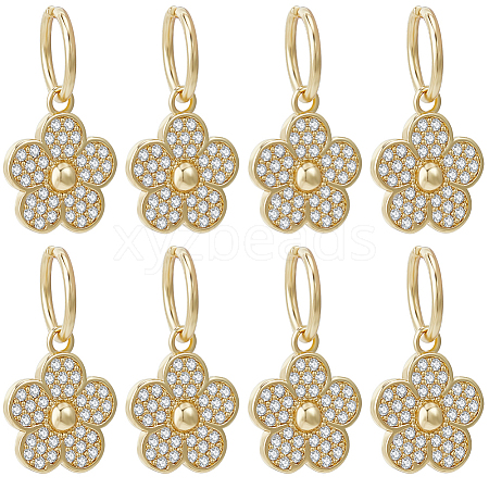 Beebeecraft 8Pcs Brass Micro Pave Clear Cubic Zirconia Charms ZIRC-BBC0002-33-1