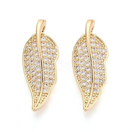 Brass Pave Clear Cubic Zirconia Pendants KK-T074-93A-G-1