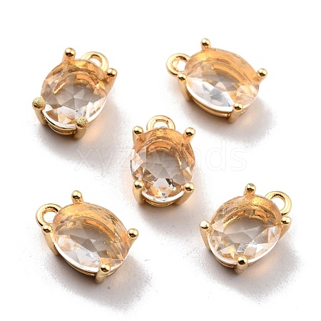 Rack Plating Brass Glass Charms KK-D070-05G-1