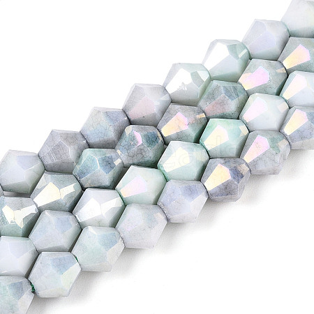 Anti-Tarnish Electroplate Glass Beads Strands GLAA-T025-8mm-12E-1