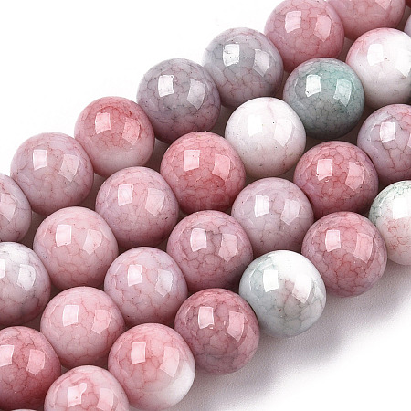 Opaque Crackle Glass Round Beads Strands X-GLAA-T031-01J-1